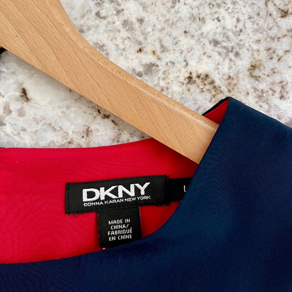 SALE! DKNY Color Block Sleeveless Silk Tunic Dress ~ Size L - Picture 3 of 5